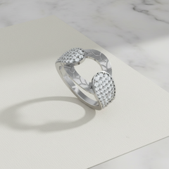 Textured Double Pear Shaped Silver Ring