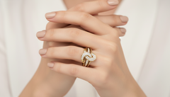 Intricate Diamond Pave and Gold Knot Ring