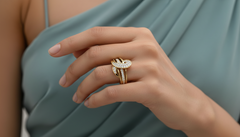 Intricate Diamond and Gold Knot Ring