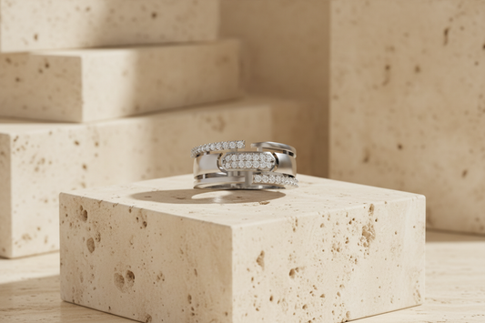 Modern Abstract Silver Ring