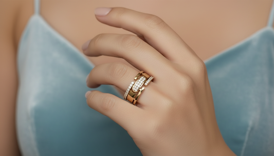 Modern Abstract Geometric Diamond Ring