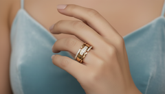 Modern Abstract Geometric Diamond Ring