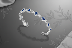 Sapphire and Diamond Floral Link Bracelet