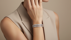 Classic Meandros Design Crystal Bangle