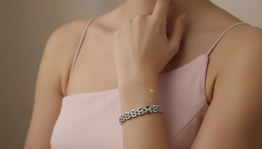 Modern Interlocking Diamond Link Bracelet