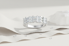 Baguette and Round Diamond Channel Set Wedding Band Ring