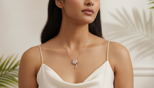 Palm Tree Charm Pendant with Diamonds