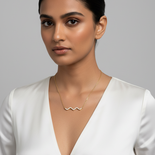 Dainty Diamond Zigzag Necklace With Chain