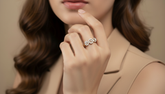 Triple Diamond Halo Cluster Gold Ring