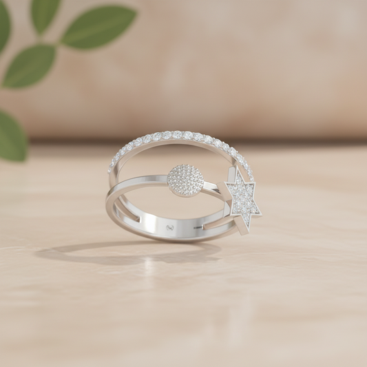 Split Shank Star Silver Ring
