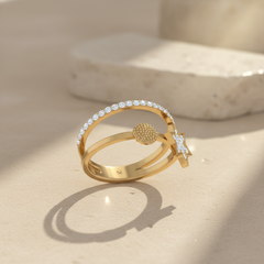 Split Shank Rose Gold Diamond Star Ring