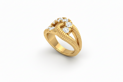 Zero Point One Cart Rope Crossover Diamond Ring