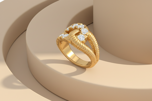 Zero Point One Cart Rope Crossover Diamond Ring