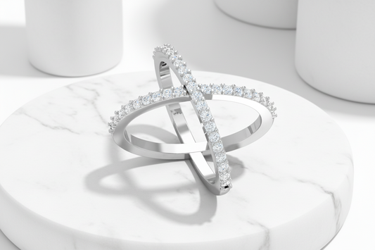 Modern Silver X-Shape Ring