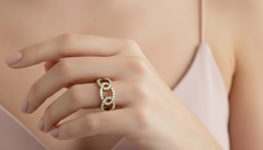 Modern Bypass Loop Design Diamond Statement Ring