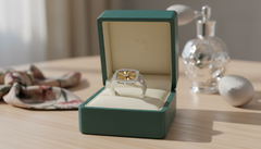 Two-Tone Sunburst Rectangular Signet Ring