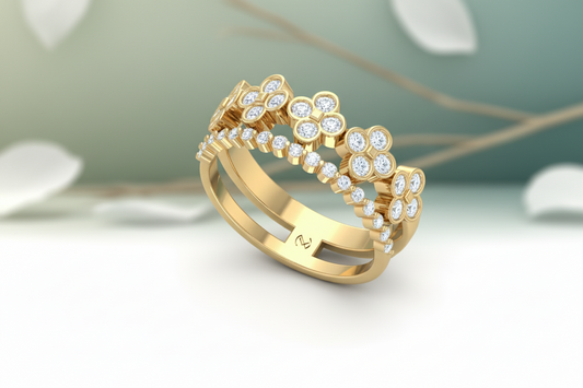 Floral Cluster Diamond Band Ring