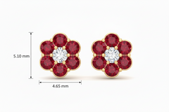 Natural Ruby Floral Pattern Stud Earrings