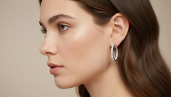 Classic Shared Prong Inside Out Diamond Hoops Earring