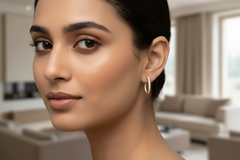 Gold Set Inside-Outside Diamond Hoop Earrings