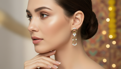 Classic Leaf Motif Diamond Dangle Earrings