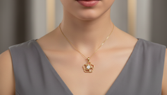 Modern Gold And Lab Diamond Finish Rosette Crystal Pendant