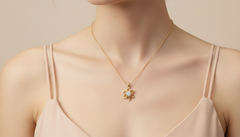 Whimsical Nature-Inspired Diamond Flower Pendant