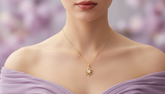 Whimsical Nature-Inspired Gold & Lab Diamond Flower Pendant