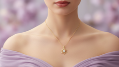 Whimsical Nature-Inspired Gold & Lab Diamond Flower Pendant