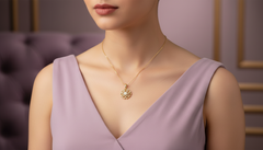 Modern Gold & Lab Diamond Finish Crystal Flower Pendant