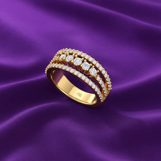 Five-Row Diamond Ring