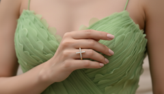 Sideways Cross Diamond Band Ring