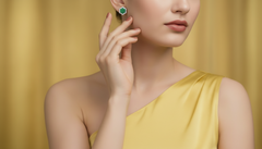 Brilliant Cut Emerald & Diamond Floral Cluster Studs Earring