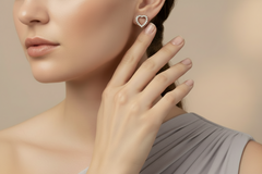 Dainty Diamond Open Heart Huggies Earrings