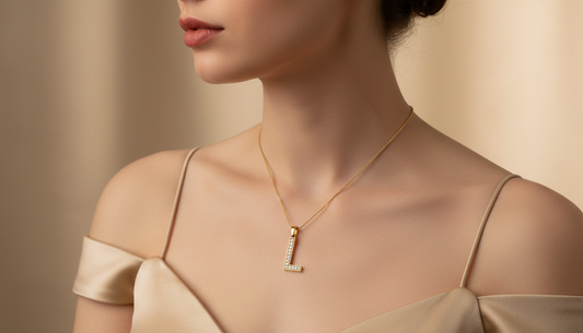 Dainty Gold & Diamond L Alphabet Pendant