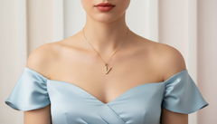Dainty Gold & Diamond V Alphabet Pendant