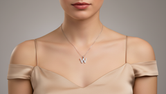 Dainty Gold & Diamond W Alphabet Pendant