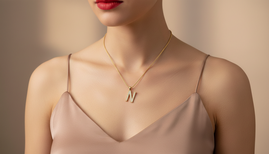 Alphabet N Unisex Diamond Pendant