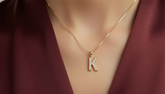 Alphabet K Unisex Diamond Pendant