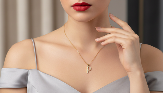 Alphabet P Unisex Diamond Pendant