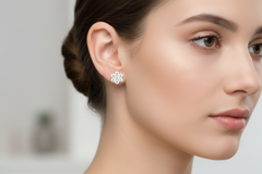 Minimalist Gold 7-Stone Diamond Floral Studs Earrings