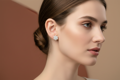 fourteen-Stone Cluster Studs Earrings