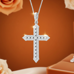 Delicate Gold and 0.52 Cart Aprox Diamond Cross Pendant
