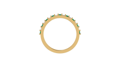 Round Emerald & Diamond Channel Set Wedding Band Ring