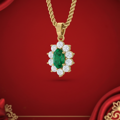 Oval Emerald Shape Diamond Pendant
