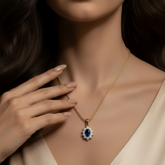 Oval Sapphire Shape Diamond Pendant