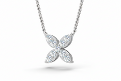 Classic Diamond Flower Cluster Necklace With Chain