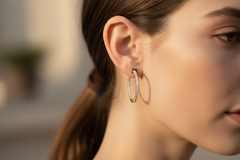 Brilliant Cut Diamond Solitaire Hoop Earrings