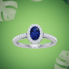 Round Diamond & Oval Sapphire