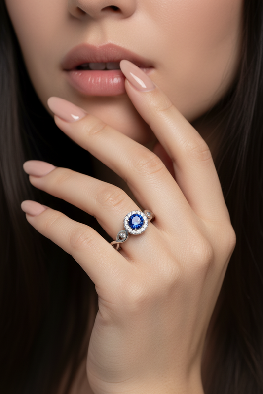 Center Stone Sapphire With Diamond Approx Half Cttw